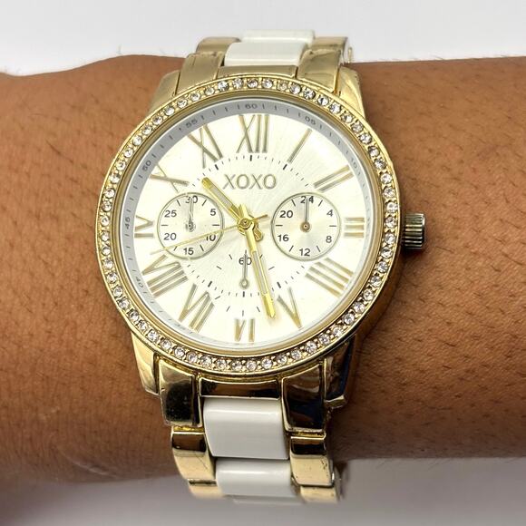 Gold & White Men's XOXO Watch - Picture 1 of 5